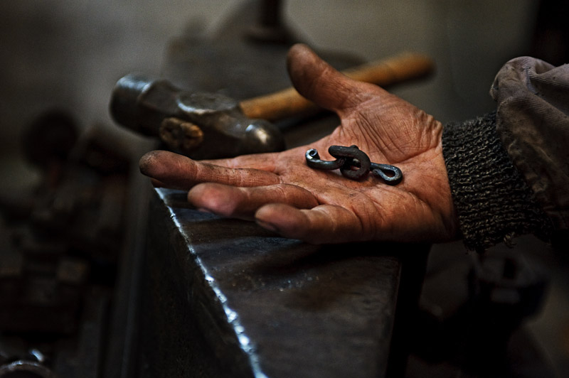 Holding a hand forged nugget