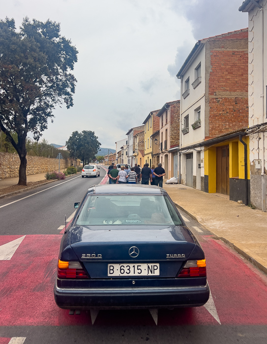 Friends following in a Mercedes